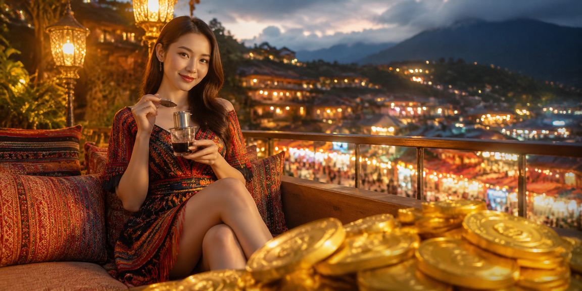 Người dùng tại Sapa xem tỷ lệ cá cược thể thao trên điện thoại bên ly cà phê